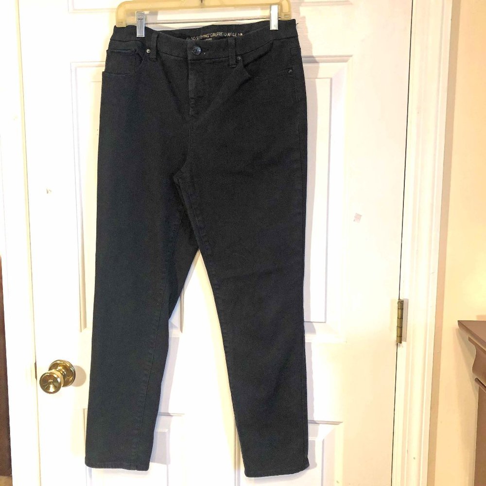 Chico's Girlfriend So Slimming Leg Ankle Size 8R/1R Dark Black Jeans